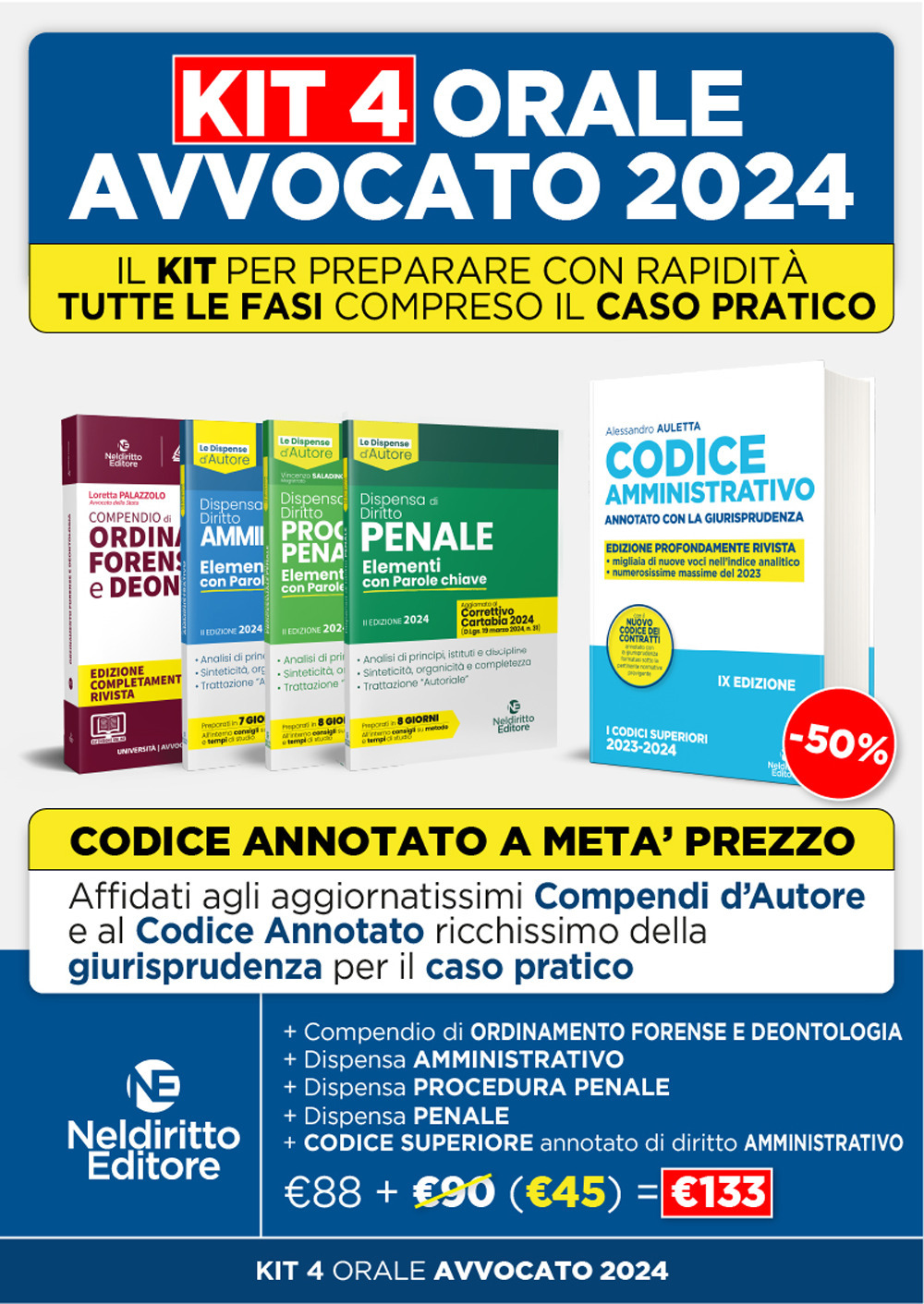 Speciale Orale Avvocato kit 3 dispense + 1 compendio + 1 codice amministrativo (Penale, Ordinamento forense + Procedura penale + Amministrativo)