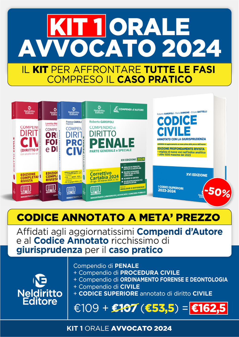 Speciale Orale Avvocato kit 4 compendi (Civile + Procedura civile + Ordinamento forense + Penale + Codice Civile Annotato 2023)