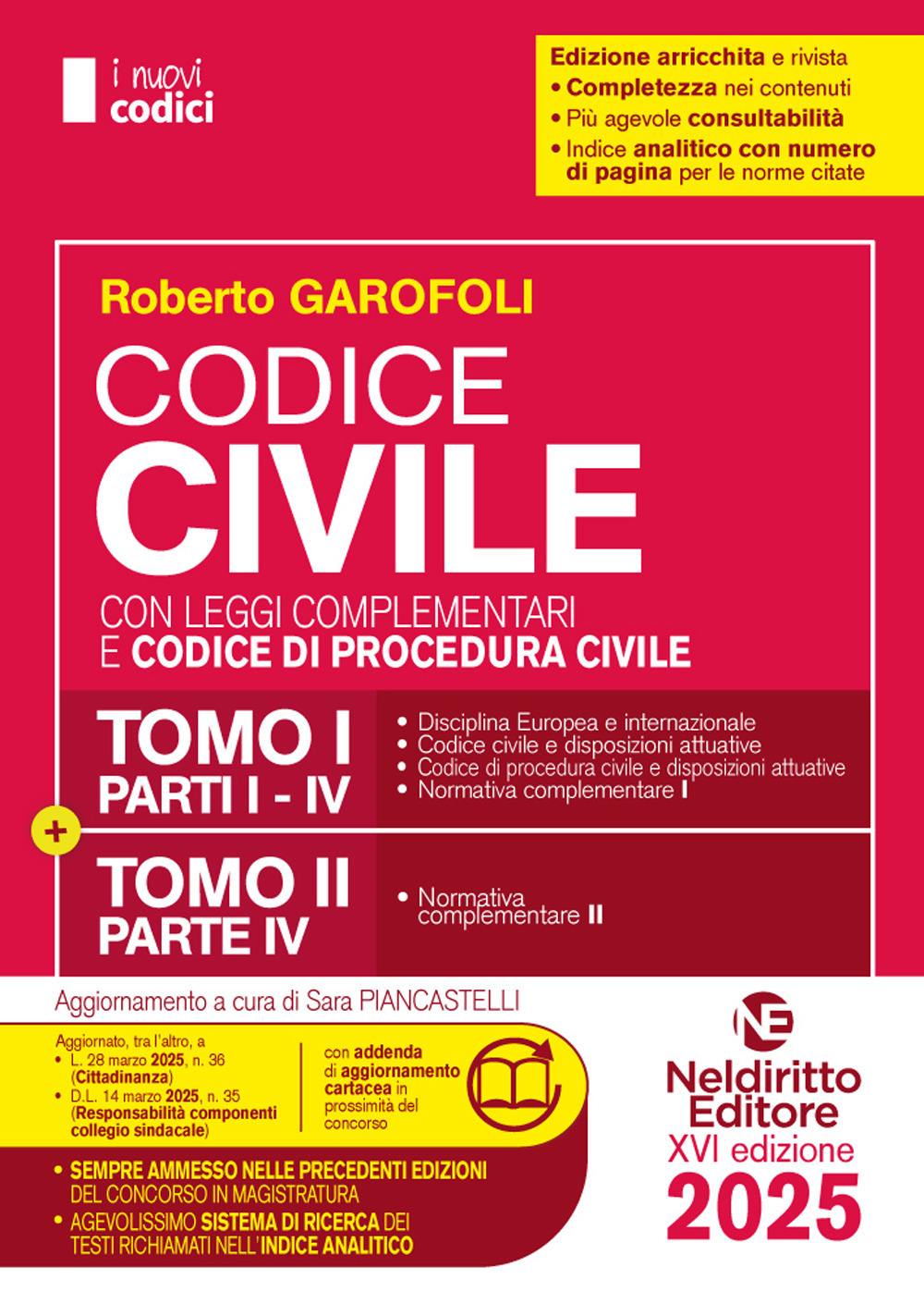 Codice Civile e di Procedura civile e leggi complementari 2025 normativo per il Concorso in Magistratura