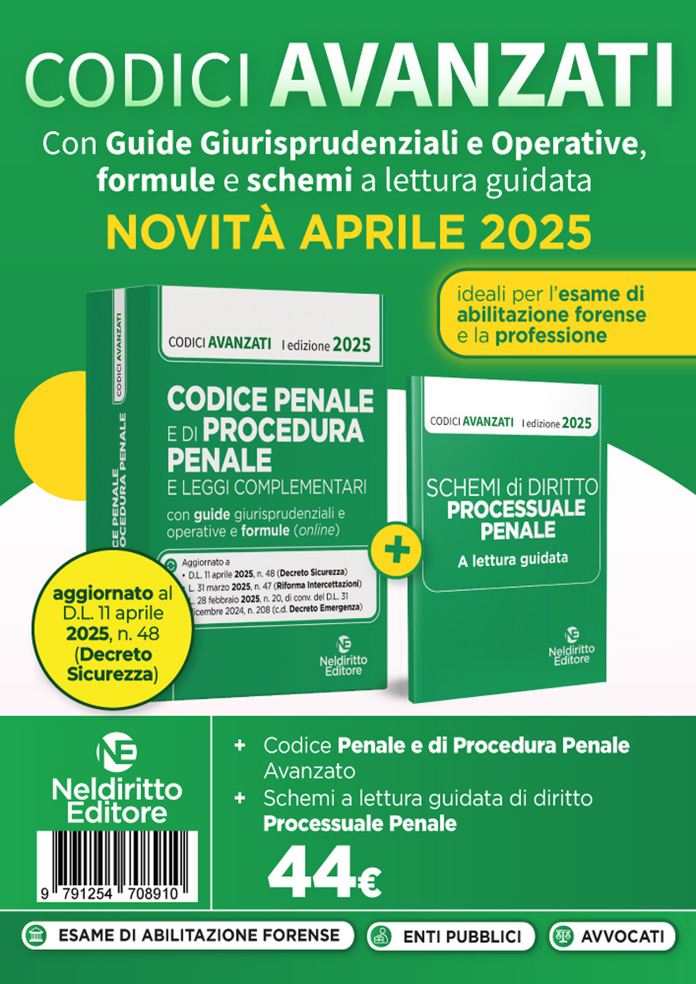 Codice penale e di procedura penale avanzato, con guide giurisprudenziali e operative, formule e schemi a lettura guidata. Aprile 2025. Con espansione online