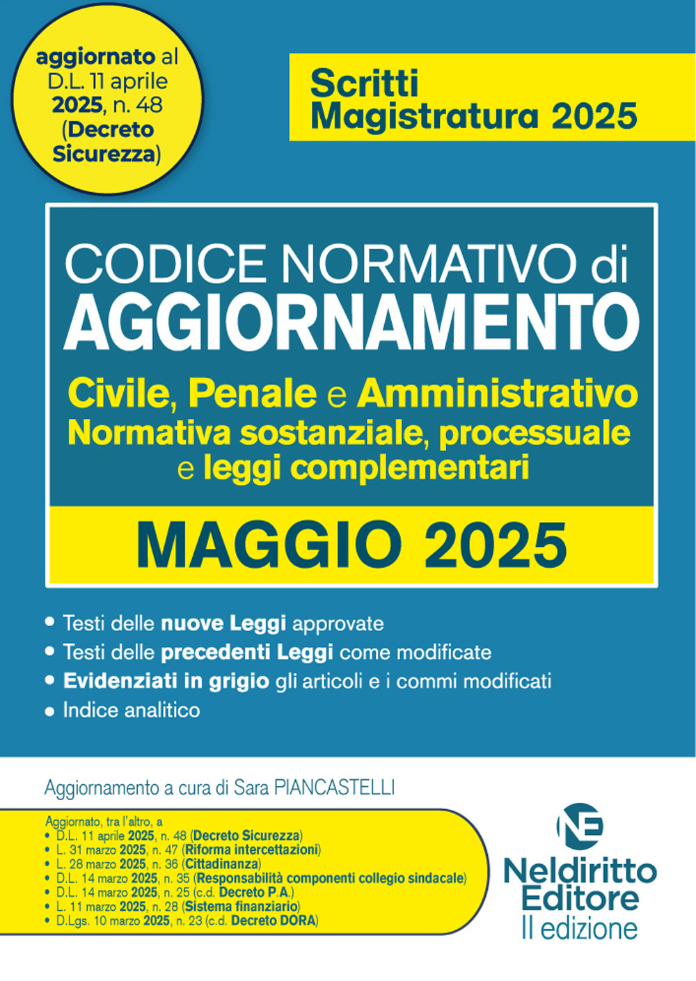 Codice normativo di aggiornamento. Codici per il concorso in Magistratura 2025