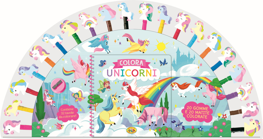 Colora unicorni. Matite con gommine. Ediz. illustrata. Con 20 gomme. Con 20 matite colorate