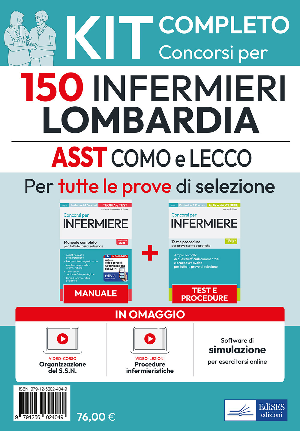 Kit 150 Infermieri Lombardia: ASST Lariana (Como), ASST Lecco. Manuale, test, video lezioni di procedure infermieristiche. Con software di simulazione. Con video-corso. Con DVD video