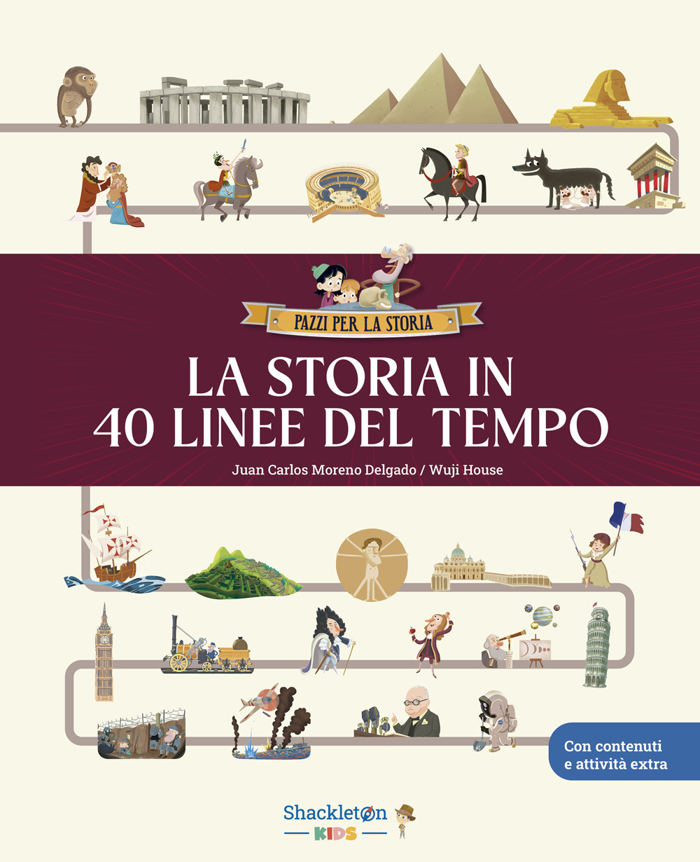 La storia in 40 linee del tempo... Libro per bambini per imparare tutta la storia, la preistoria, l'antico Egitto, Grecia e Roma, il Medioevo, il Rinascimento... e molto altro ancora! Ediz. a colori