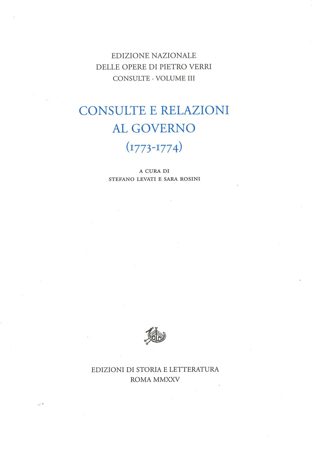 Consulte e relazioni al governo (1773-1774)