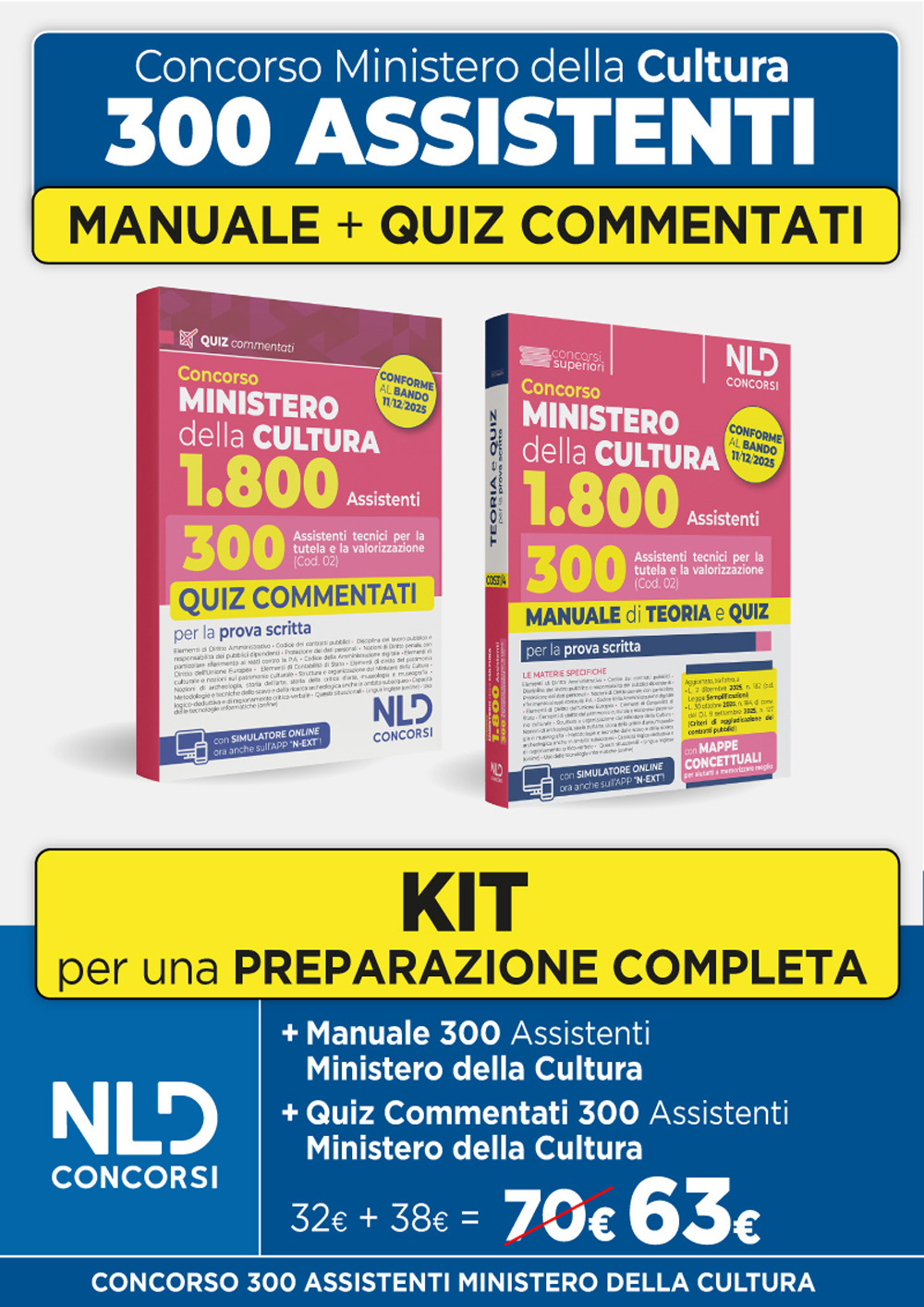 Concorso Ministero della Cultura 1800 posti. 300 assistenti tecnici per la tutela e la valorizzazione del patrimonio culturale (Cod. 02). Kit manuale di teoria e quiz commentati per la prova scritta. Con espansione online