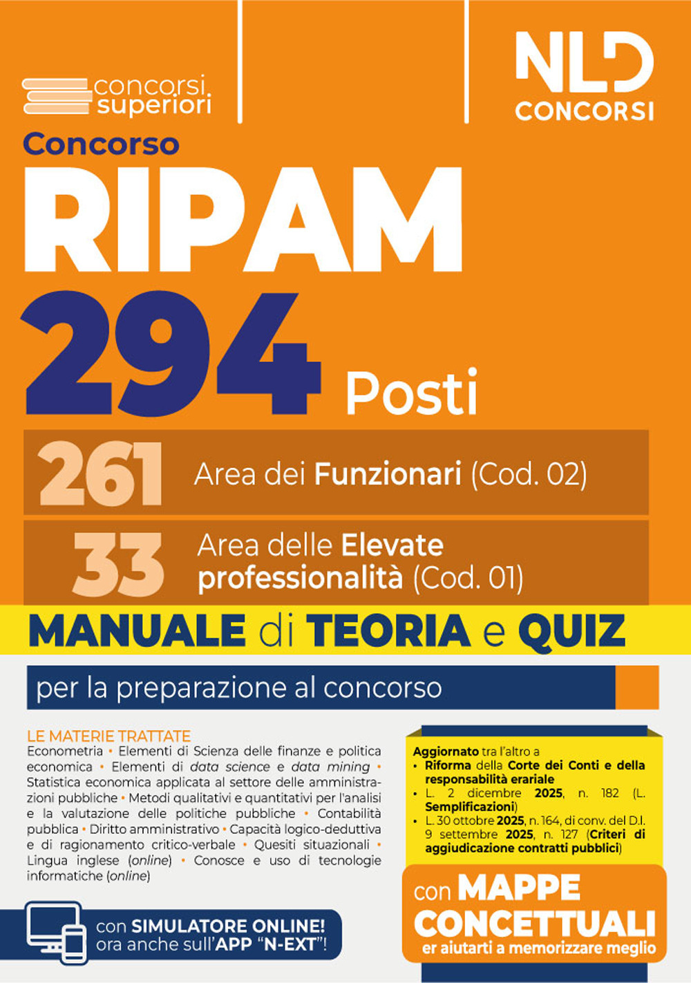 Concorso Ripam 294 posti: 261 funzionari e 33 elevate professionalità. Manuale di teoria e quiz. Con espansione online