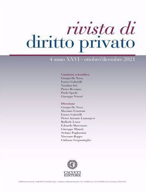 Rivista di diritto privato (2021). Nuova ediz.. Vol. 4