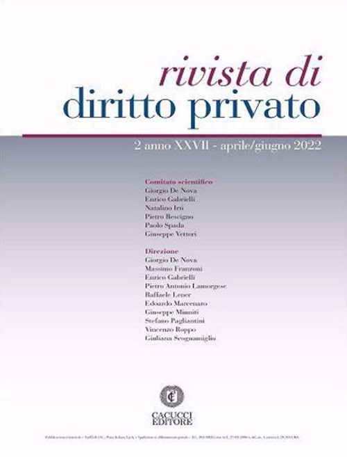 Rivista di diritto privato (2022). Nuova ediz.. Vol. 2