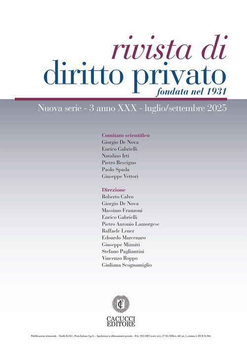 Rivista di diritto privato (2025). Vol. 3: Luglio/settembre
