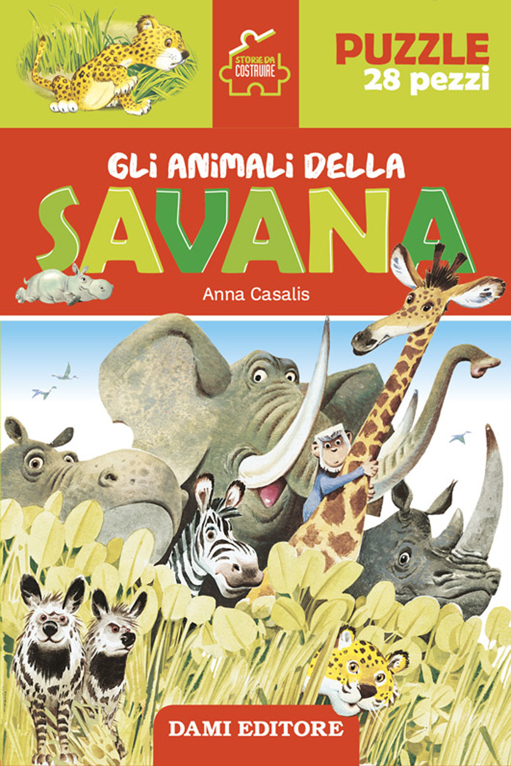 Gli animali della savana. Storie da costruire. Ediz. a colori. Con puzzle da 28 pezzi