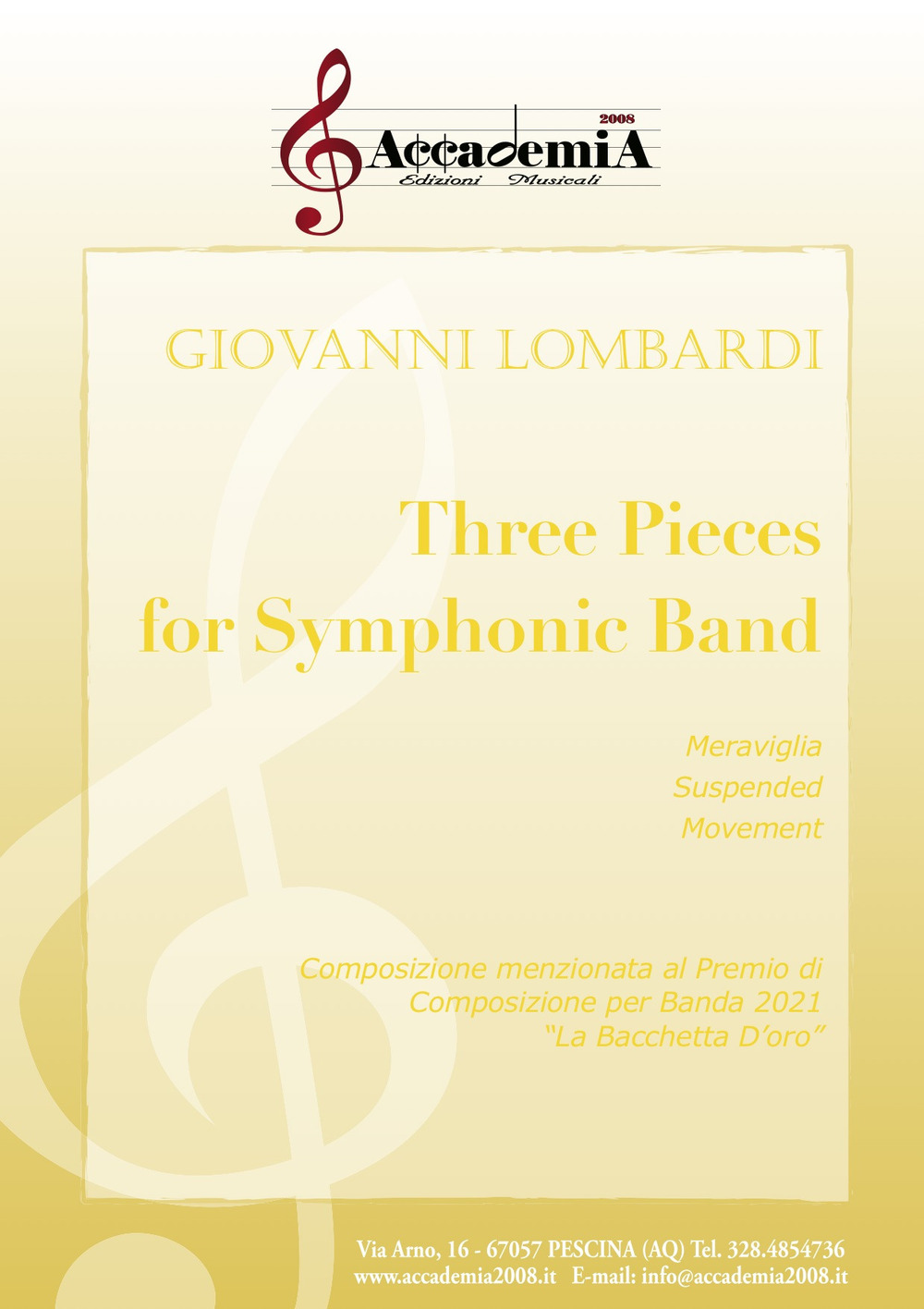 Three pieces for symphonic band. Ediz. a spirale
