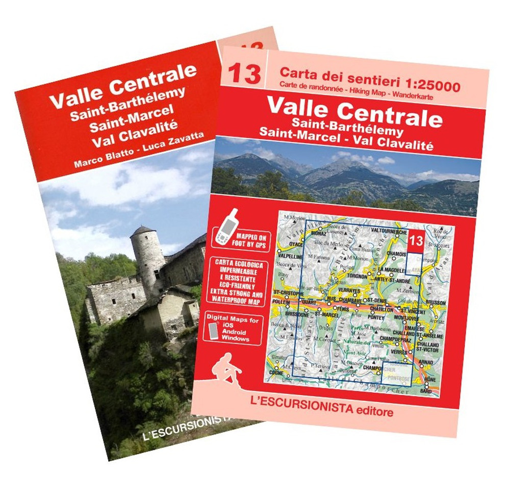 Valle Centrale, Saint Barthelemy, Saint-Marcel, Val Clavalité. Ediz. multilingue. Con carta 1:25.000