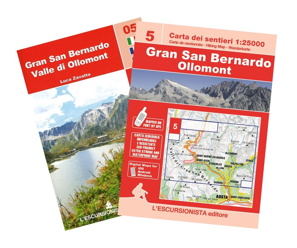 Gran San Bernardo, Ollomont carta dei sentieri 1:25.000. Ediz. multilingue