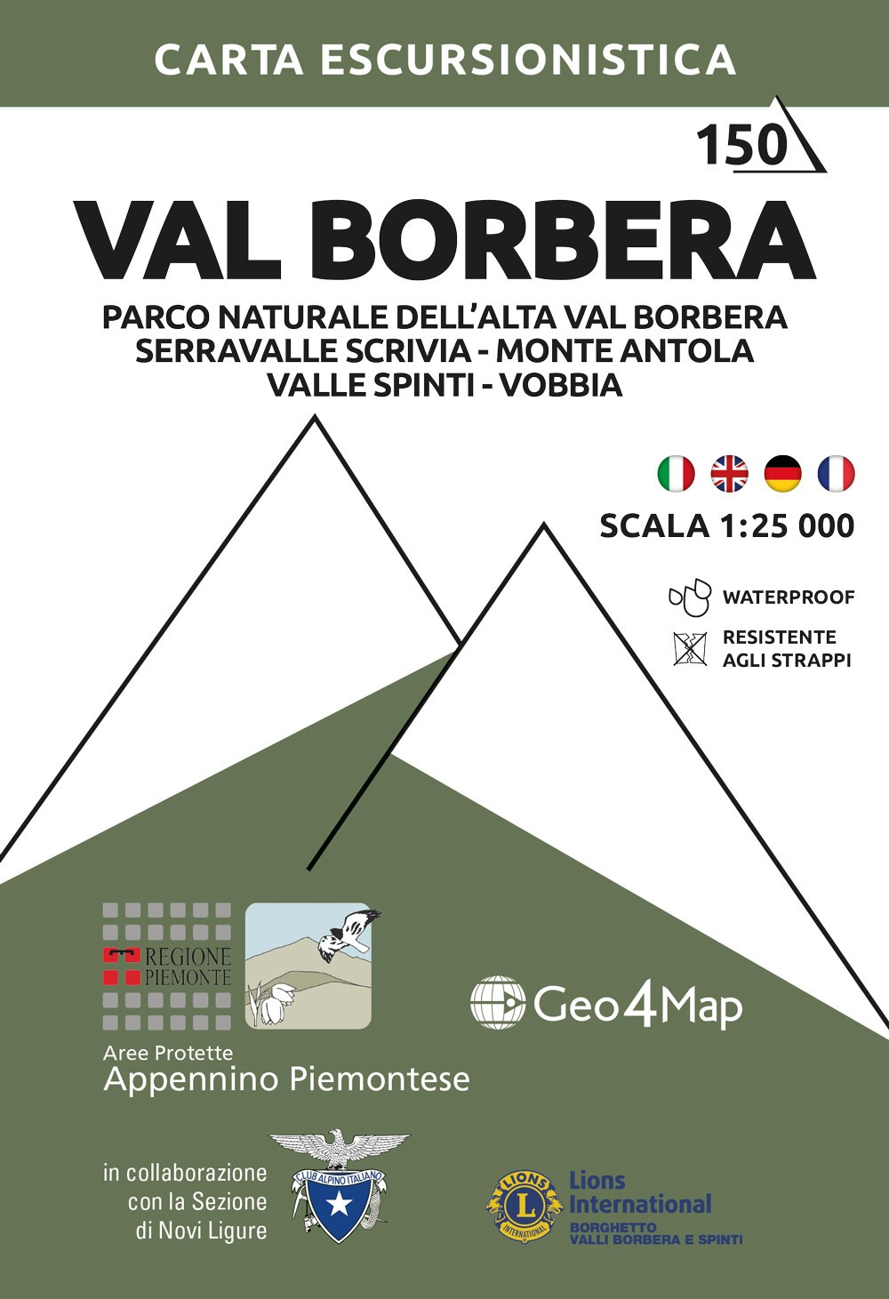 Val Borbera. Nel cuore del Parco Naturale dell'Alta Val Borbera, Serravalle Scrivia, Monte Antola, Valle Spinti, Vobbia. Carta escursionistica 1:25.000