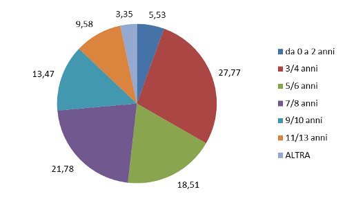 Grafico vendite 2012 per macroaree