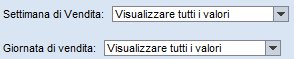 Menu Giornata e settimana di vendita