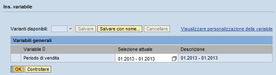 Inserimento variabili